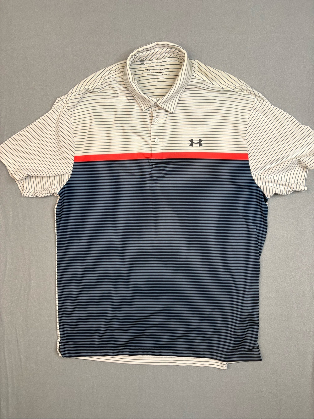 Under Armour Men’s Navy, White & Red Striped Performance Polo